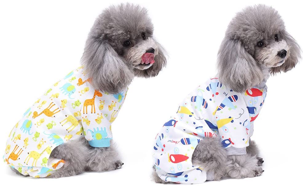  HongYH 2-Pack Ropa para Perros Perros Gatos Onesie Pijamas de Perro Suave Algodón Puppy Rompers Mono de Mascota Acogedor Body para Perros pequeños y Gatos 