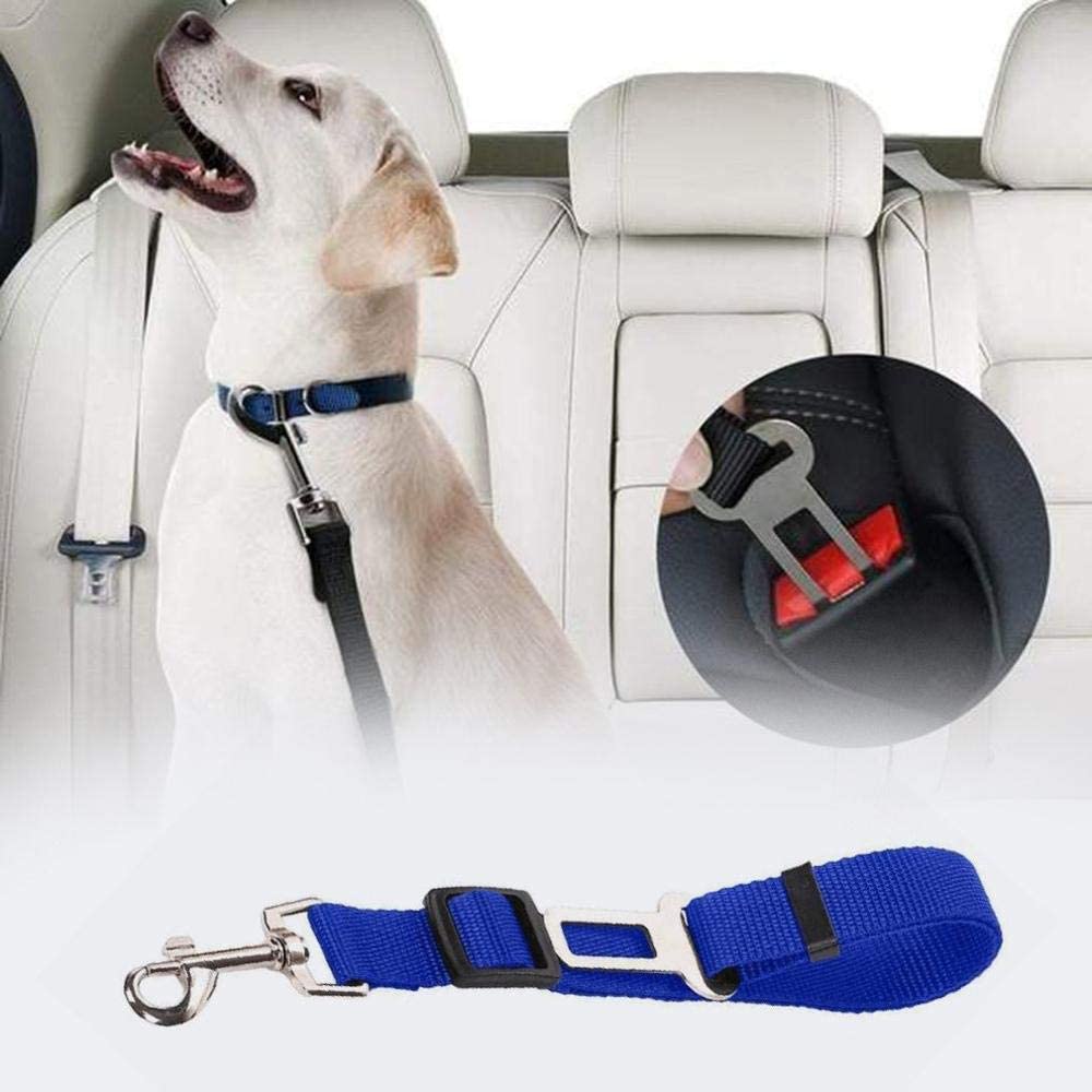  Hosaire Cinturón de Seguridad para Perros,Cinturón Ajustable de Nylon para Trasportar Mascotas de Viajes Cinturón de Perros de Asiento de Coche Color Rojo 