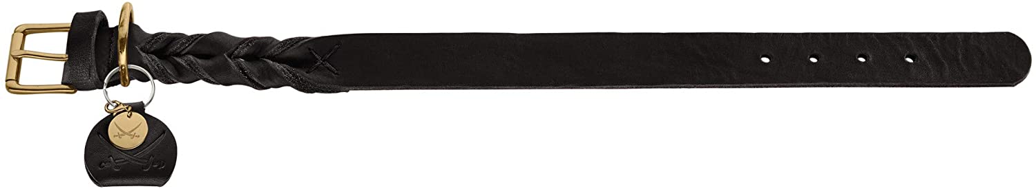  HUNTER 66846 Sansibar Solid - Collar para Perros (Cuero, Trenzado, Robusto, Elegante, 45), Color Negro 