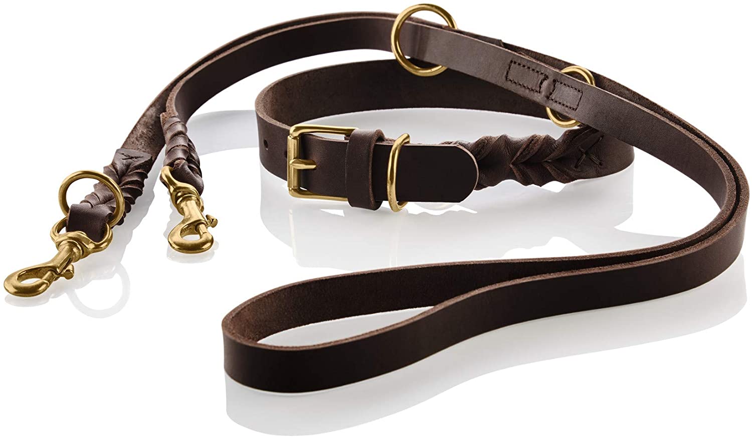  HUNTER 66856 Sansibar Solid - Collar para Perros (Cuero, Trenzado, Robusto, Elegante, 35 cm), Color marrón Oscuro 