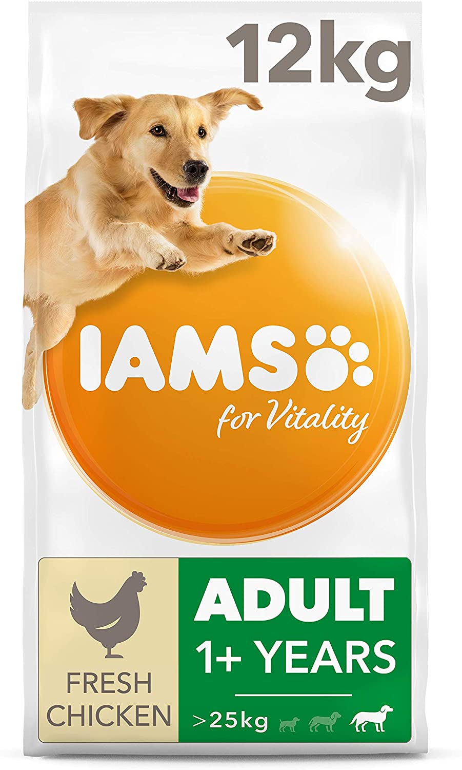  IAMS for Vitality Alimento para Perros Grandes Adultos con pollo fresco [12 kg] 