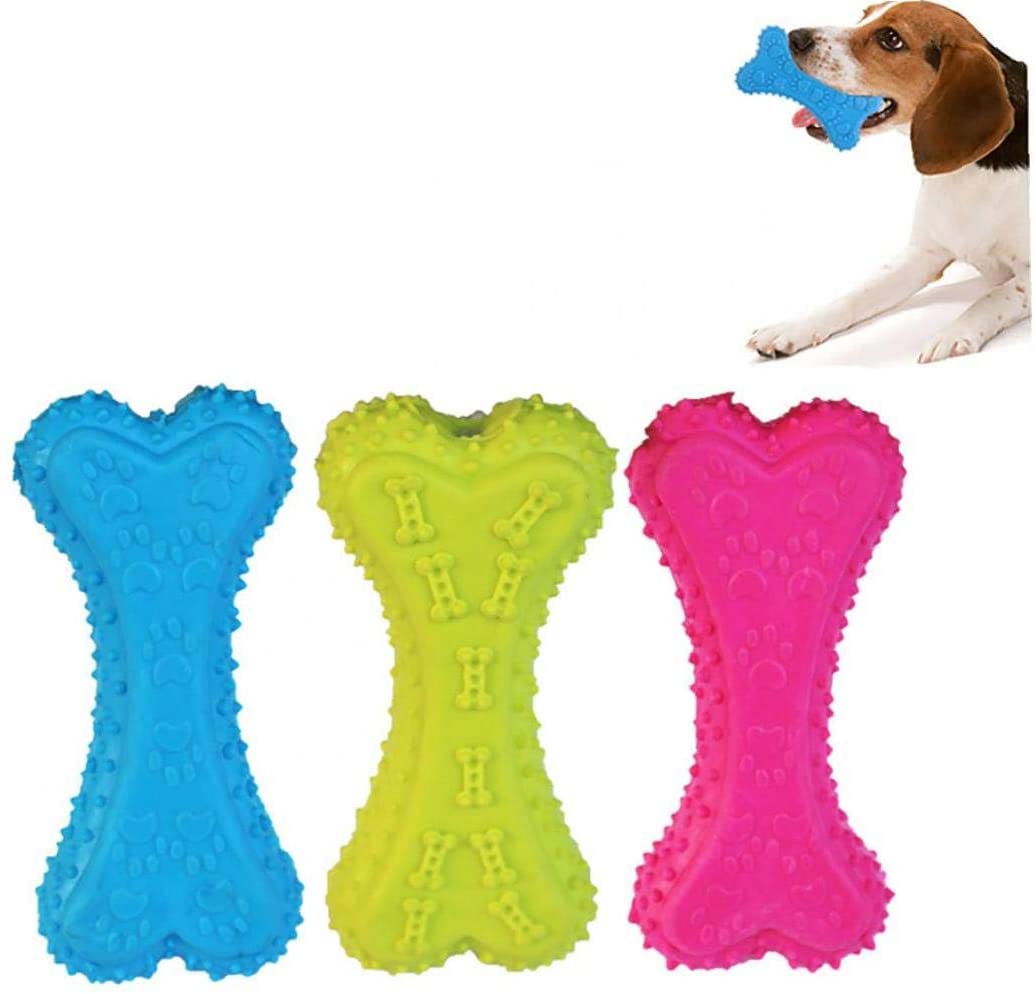  Iaywayii Pet Chew Toys con La Galleta Hueso Huellas Patrón Animales Jugar Juguetes De Goma De Colores Indestructible Bite Juguetes para El Perro De Azar 1 Pieza 
