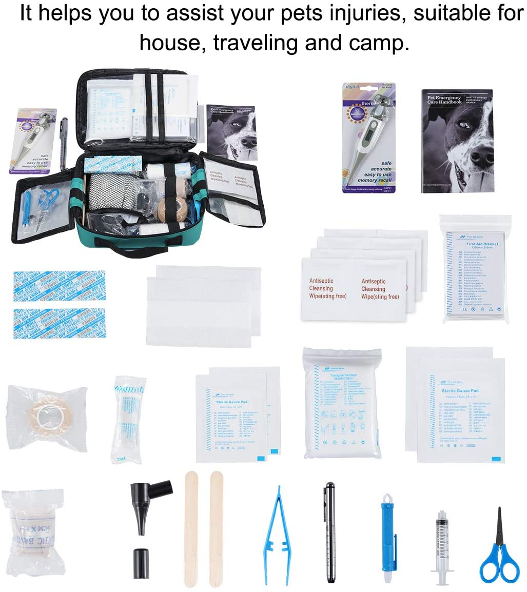  iBaby-Fish Kit de Primeros Auxilios para Mascotas con termómetro y otoscopio Veterinario, para el Cuidado Diario en el hogar y Primeros Auxilios externos 