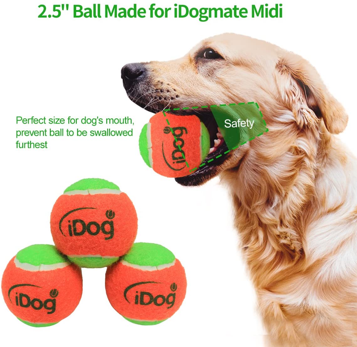  iDogmate Pelota Lanzador, Midi Rechargable Automático Bola Lanzador Ball Thrower con 3 Pelotas para Grande Perros 
