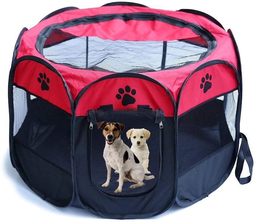  Jaula estilo parque para mascotas de Meiying, ideal para perros y gatos, portátil, plegable, caseta de ejercicio, para uso en interiores y exteriores 