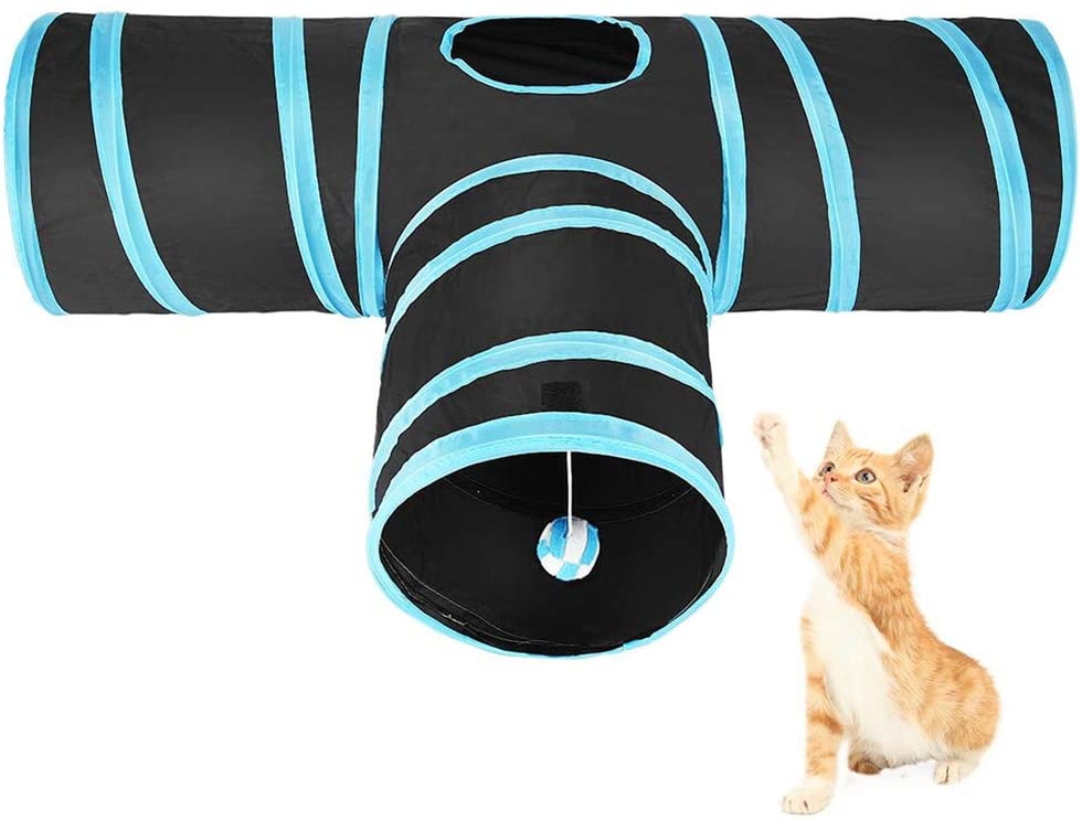  Juguete Cat Tunnel,bolsa de almacenamiento plegable para jugar en el túnel del juego de mascotas y juguetes para gatos Peluche,gatos grandes perros conejos cobayas uso en interiores y exteriores 