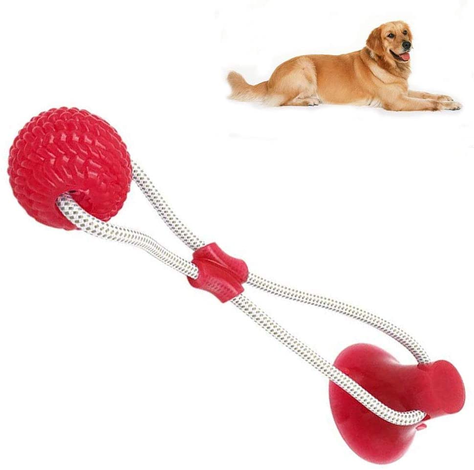  Juguete de Bola de Cuerda con Tirón para Perros con Ventosa, Juguete de Bola de Masticación para Mascotas Duradero Limpieza de Dientes Elasticidad Segura Tirón, Masticación, Juego (Pink) 