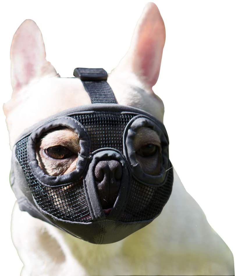  JYHY - Bozal Corto para Perro con Forma de Bulldog de Malla Transpirable Ajustable para mascarar, Cortar y Entrenar a Perros 