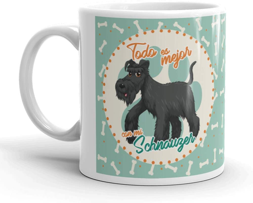 Kembilove Taza de Café de Perro Schnauzer Personalizada con Foto – Taza de Desayuno Razas de Perro – Taza de Café y Té Mascota – Taza de Cerámica Impresa – Tazas de Perro Schnauzer 