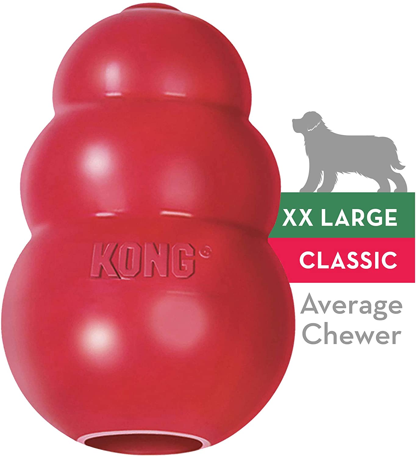  KONG - Classic - Juguete de resistente caucho natural - Para morder, perseguir o buscar - Raza XXL 