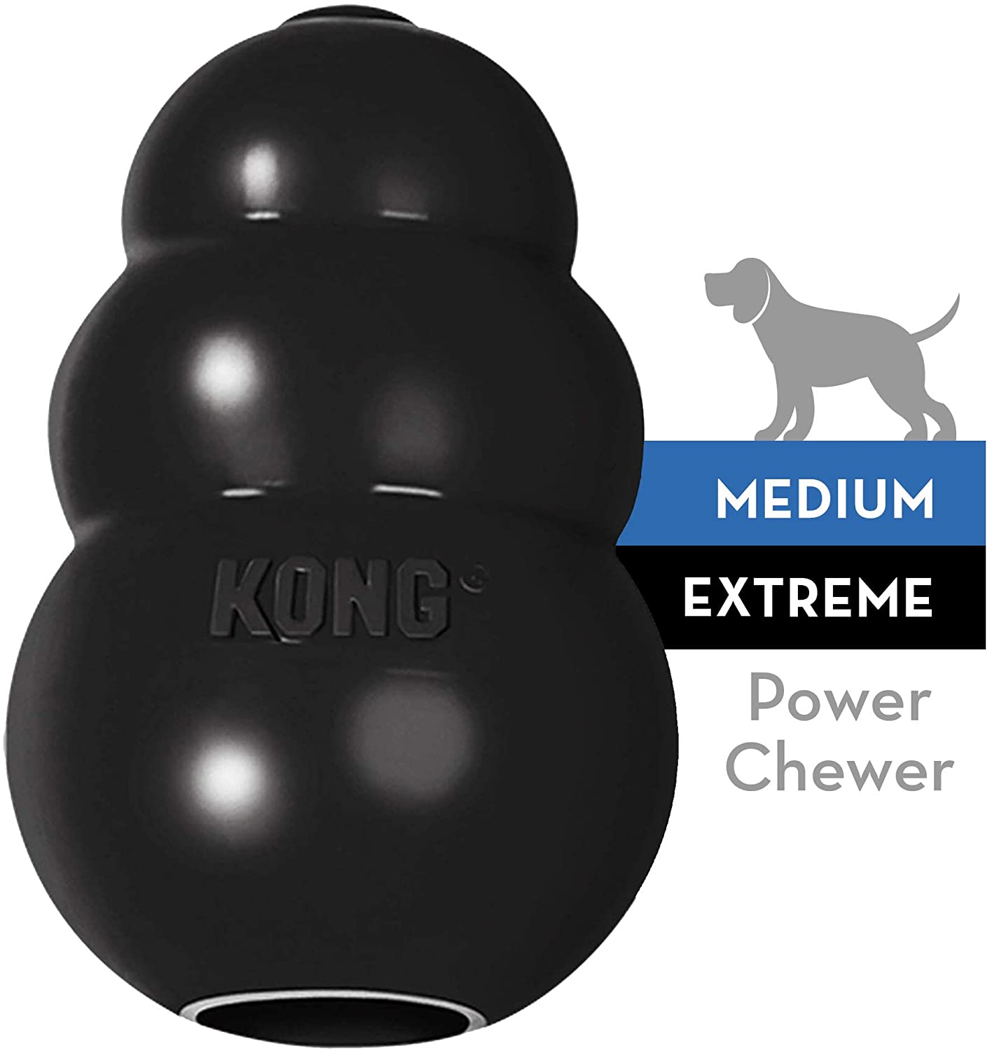  KONG - Extreme - Juguete de robusto caucho natural negro - Para morder, perseguir o buscar - Raza M 