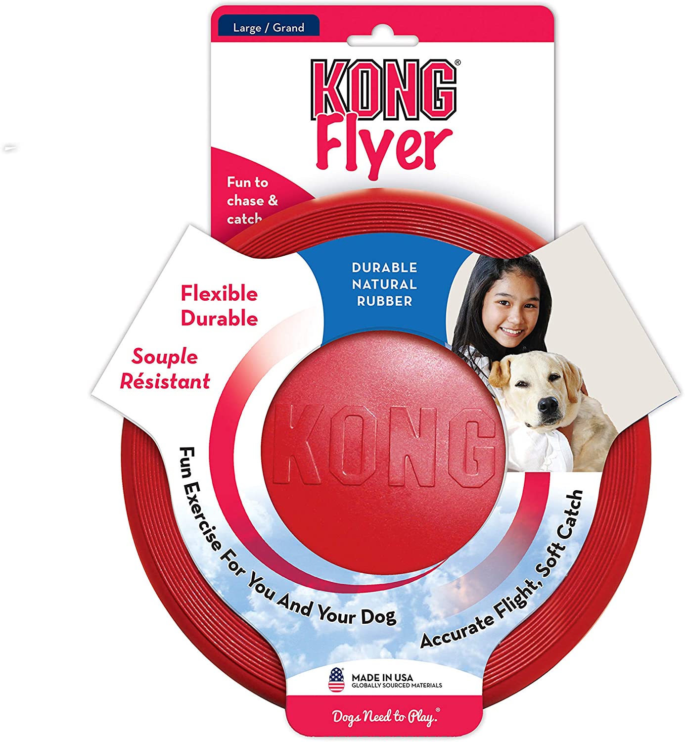  KONG - Flyer - Frisbee de caucho resistente - Raza grande 