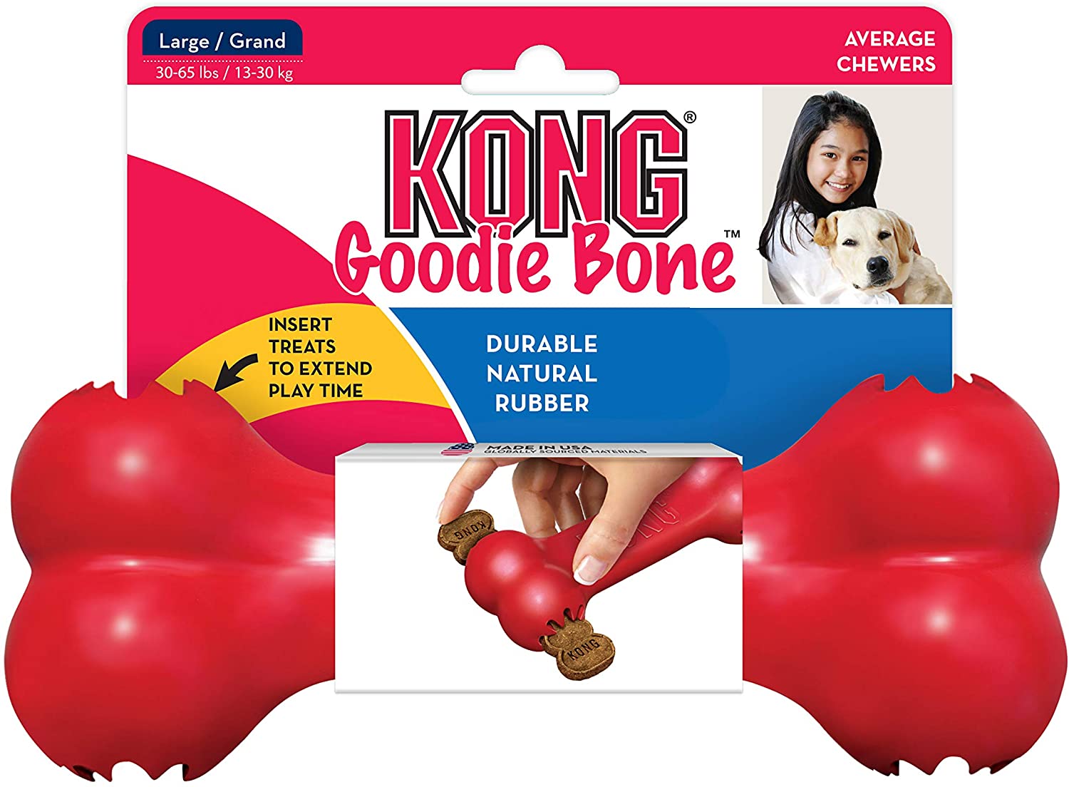  KONG - Goodie Bone™ - Hueso dispensador de golosinas en Caucho Resistente - Raza Grande 