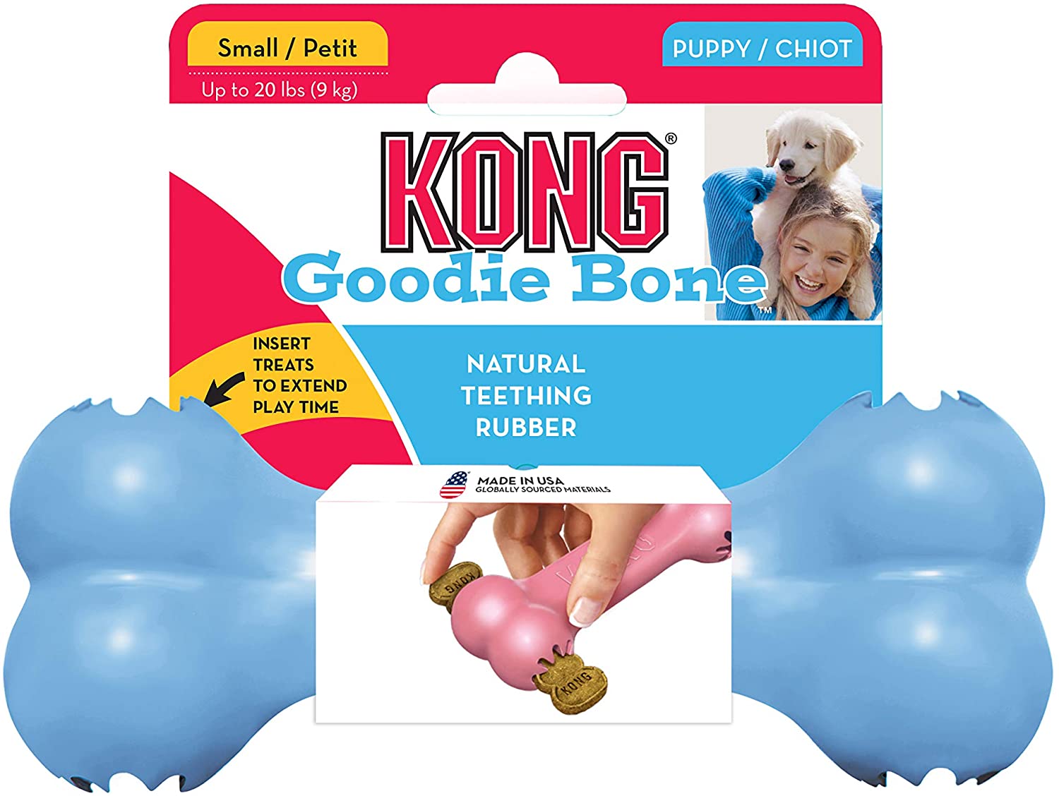  KONG - Puppy Goodie Bone™ - Dispensador de golosinas para dentición - Cachorro mini (varios colores) 