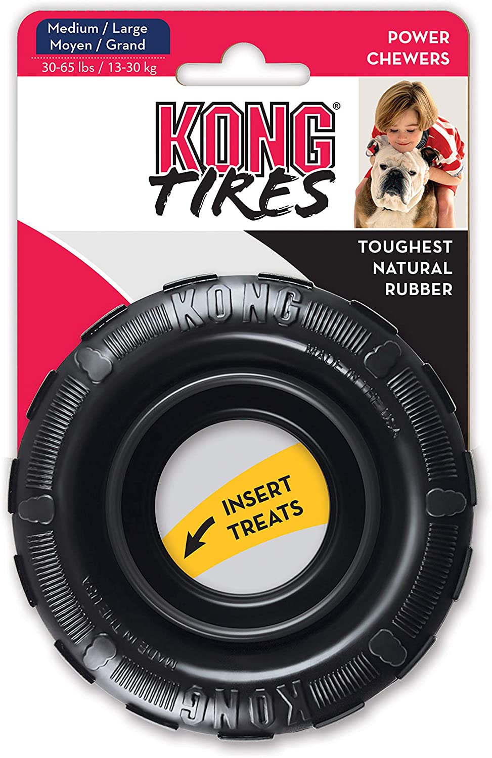  KONG - Tires - Mordedor dispensador de golosinas, en caucho - Raza mediana/grande 