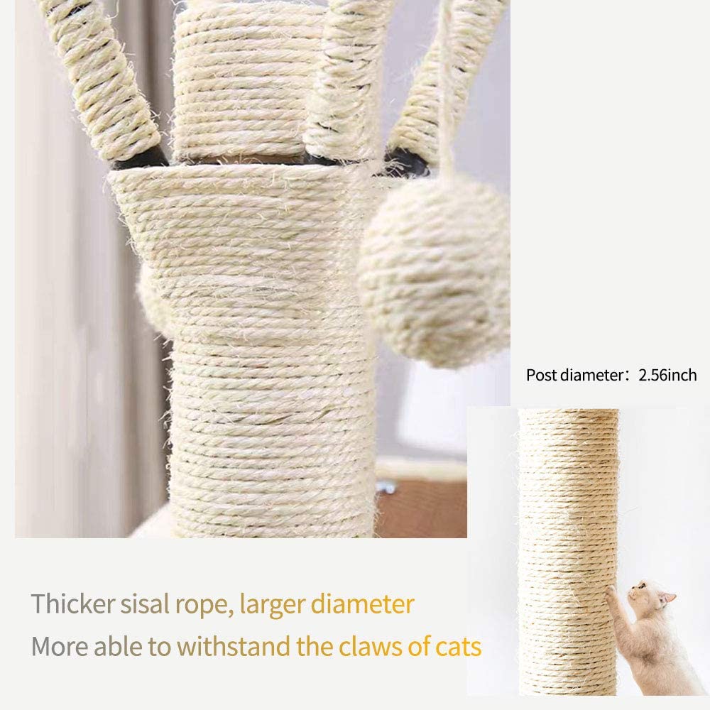  LBLA Árbol para Gatos, Rascador para Gatos con Cama - Hamaca - Bola de Juego, la Altura es 120 cm (Beige) 