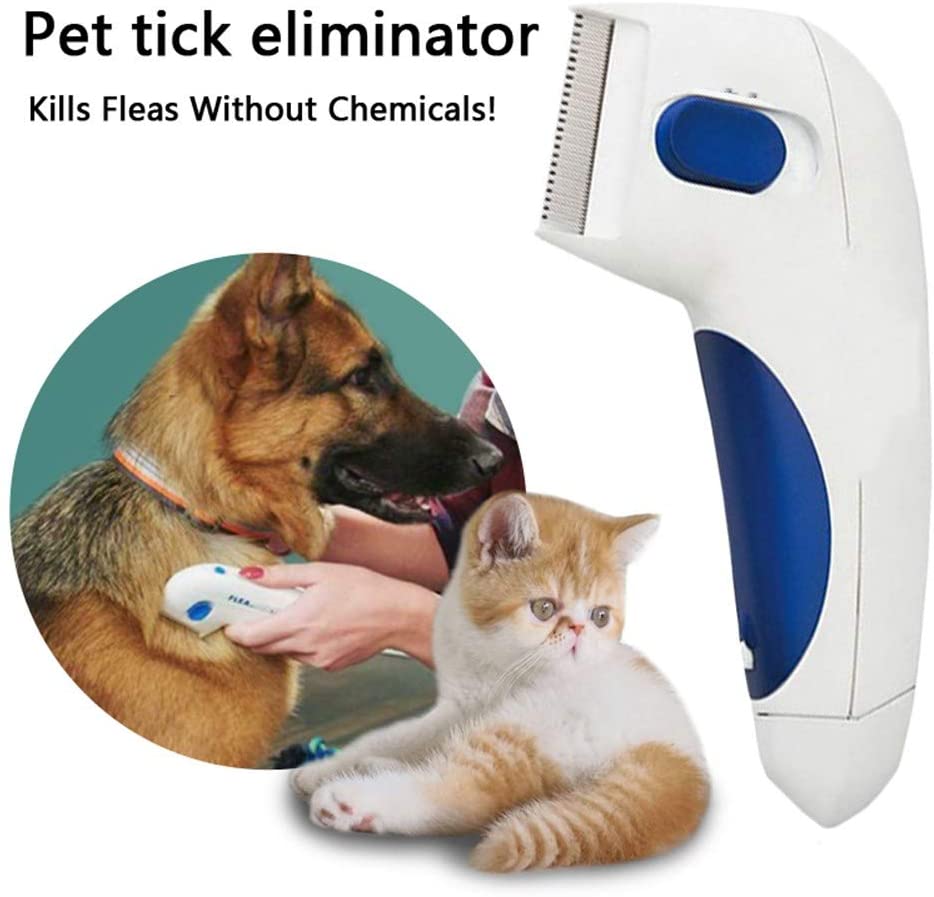 LIANGZHI Cepillo eléctrico para Mascotas, Mascotas Peine Cepillo terminador eléctrico Limpiador de piojos, Adecuado para Todo Tipo de Mascotas peludas 