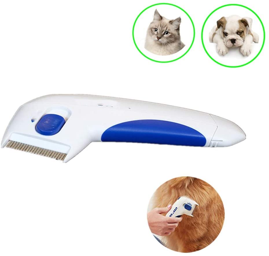  LIANGZHI Cepillo eléctrico para Mascotas, Mascotas Peine Cepillo terminador eléctrico Limpiador de piojos, Adecuado para Todo Tipo de Mascotas peludas 