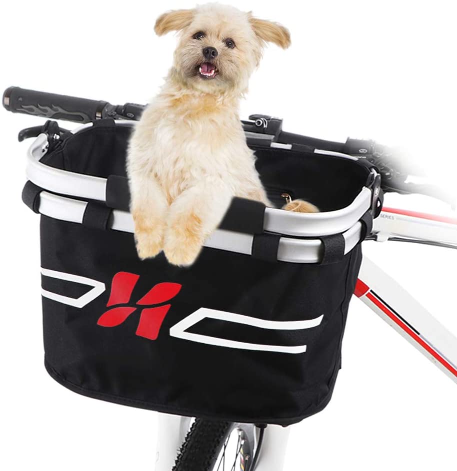  Lixada Cesta Delantera de la Bicicleta Cesta Plegable para Bicicleta Manillar Mascota Gato Bolsa de Transporte para Perros Compras Desplazamientos 