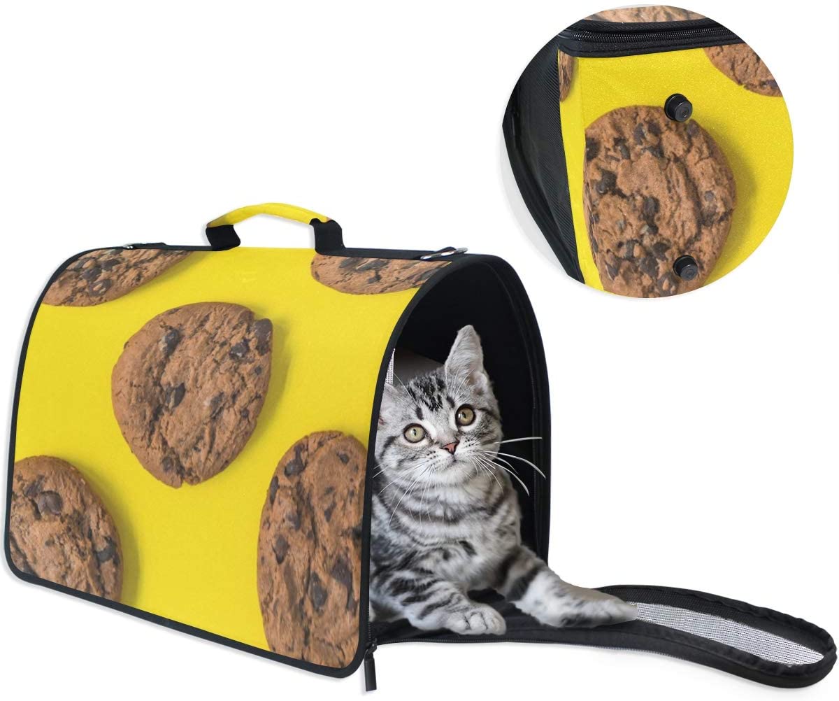  LKZNT - Portador de mascotas con jaula para perros, galletas de chocolate, portátil, para viaje, gato, cachorro, conejo, bolsa de red transpirable con almohadilla antideslizante 