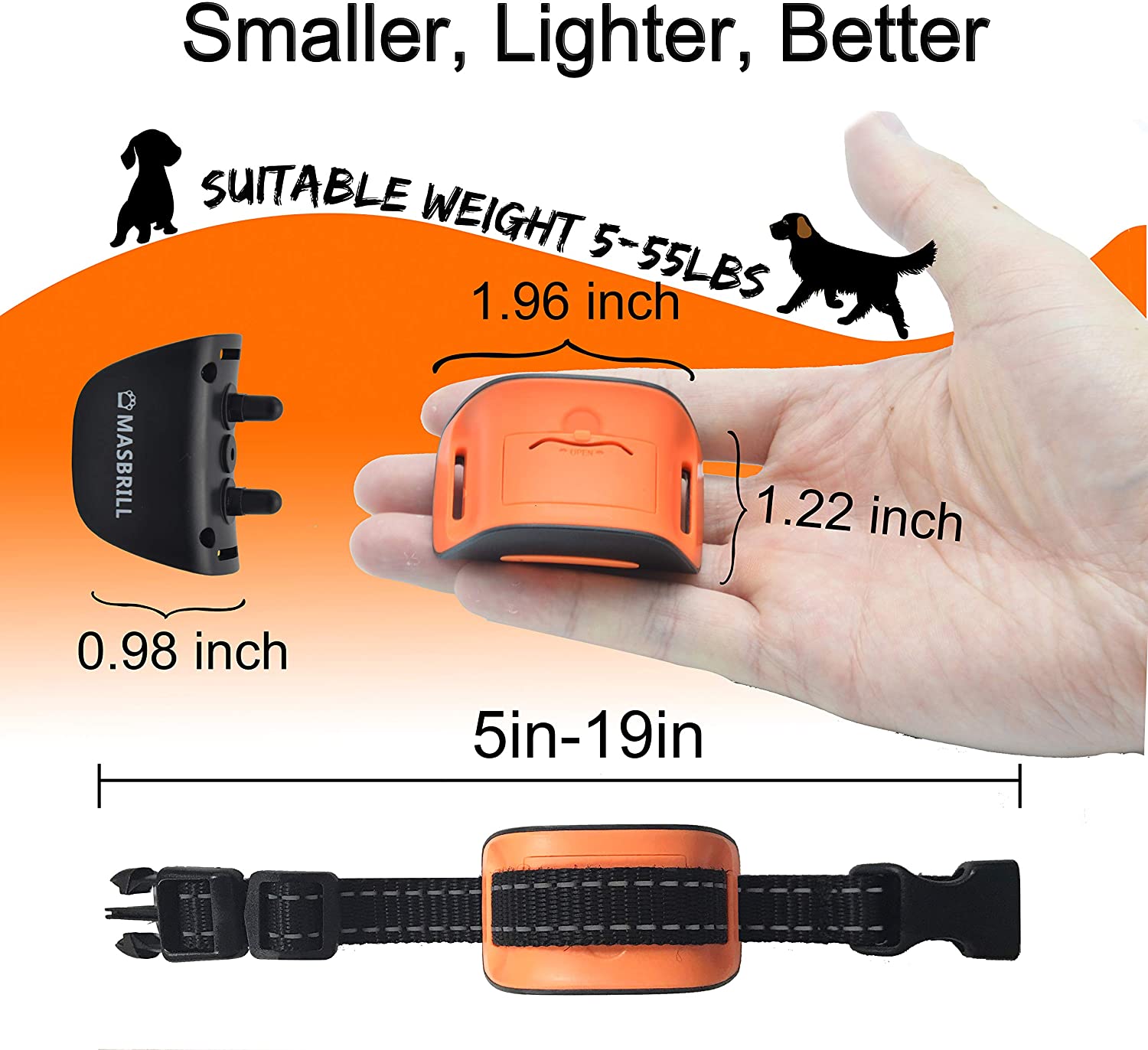  MASBRILL Collar Antiladridos para Perros Pequeños de Perro 2.5 a 25 kg Perros pequeños mejorados Smart Chip Collar de Entrenamiento contra ladridos con Sonido y vibración Sin daños 