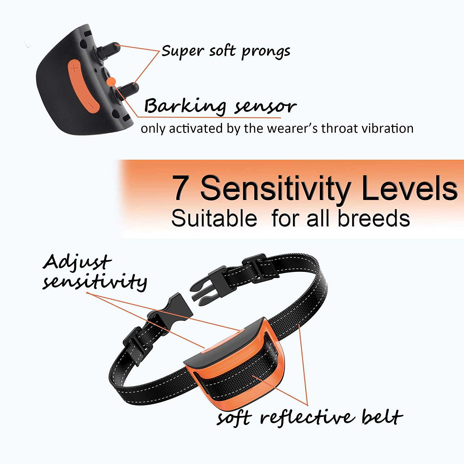  MASBRILL Collar Antiladridos para Perros Pequeños de Perro 2.5 a 25 kg Perros pequeños mejorados Smart Chip Collar de Entrenamiento contra ladridos con Sonido y vibración Sin daños 