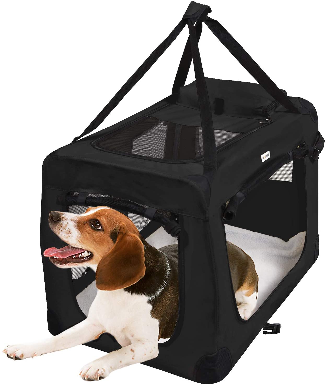  Mc Star Almohadas plegables lavables para perros Contenedores de transporte Perro Gato Animal doméstico Oxford con almohada Cordero Negro L 