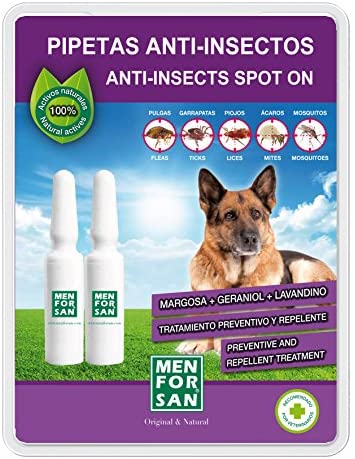  MENFORSAN Pipeta Anti-Insectos Para Perros Con Margosa , Geraniol Y Lavandino - 200 gr 