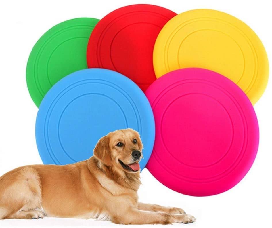  MNBVC Protección del Medio Ambiente Silicona Soft Pet Pet Frisbee Dog Toy Platillo Tamaño del té Dog Toy Pet Shop Diámetro 18cm Color Aleatorio 
