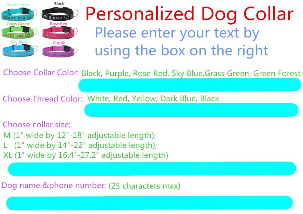  Moonpet Collar de Perro Personalizado - Collar de Perro con Nombre de Perro y número de teléfono-Reflexivo Ajustable Adecuado para Perros machos y Hembras pequeños, medianos y Grandes 