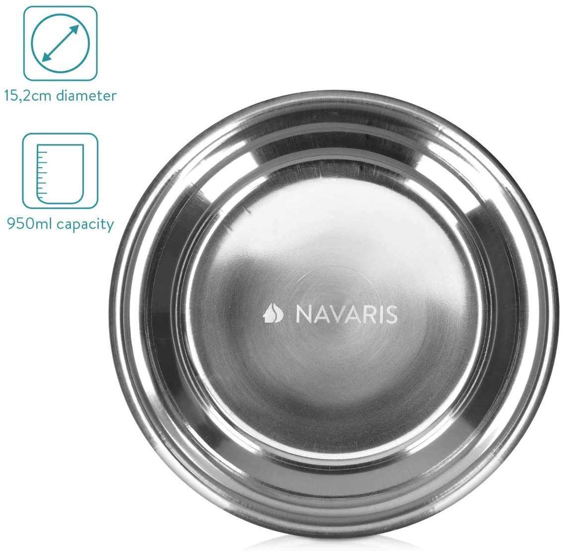  Navaris 2X Comederos para Mascotas de Acero Inoxidable - Cuenco para Comida o Agua para Perros y Gatos Antideslizante - diseño mármol 