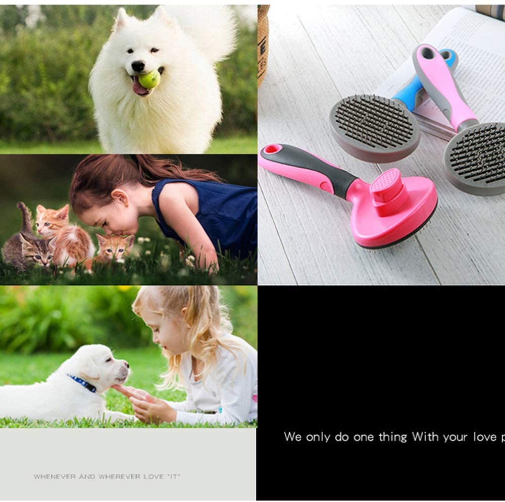  NiFuQin Pincel de Limpieza Automática para Perros Mascotas, Cepillo para Aseo Personal, para Perros Gatos Grandes Pequeños con Pelo Corto O Largo, el Mejor Cepillo para Pelos,Bluegray 