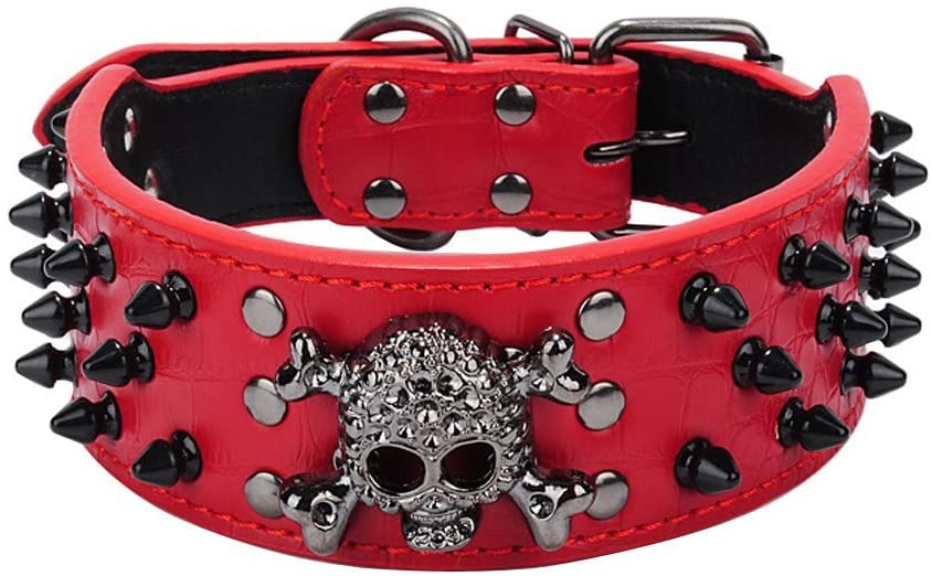  OCSOSO - collar de perro ajustable, de piel sintética, con pinchos, estilo Metal Punk, para Perros pequeños o medianos, 5.10 cm de ancho 