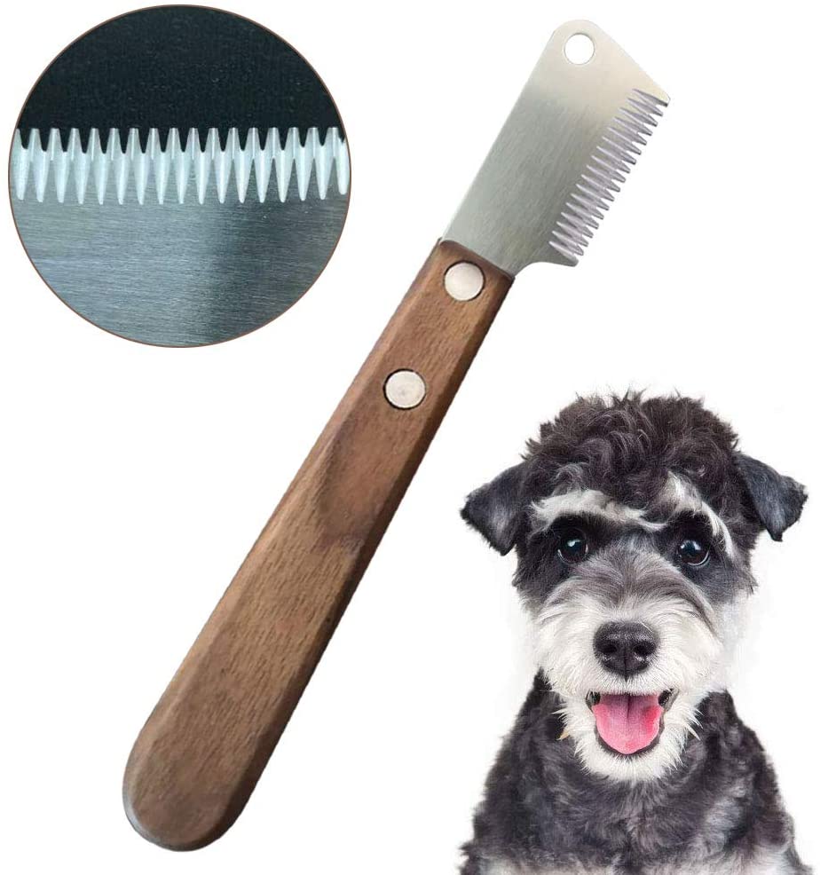  onebarleycorn – Cuchillo pelador Profesional para Perros, Mango de Madera ergonómico Herramienta de Aseo para Mascotas para Zurdos 