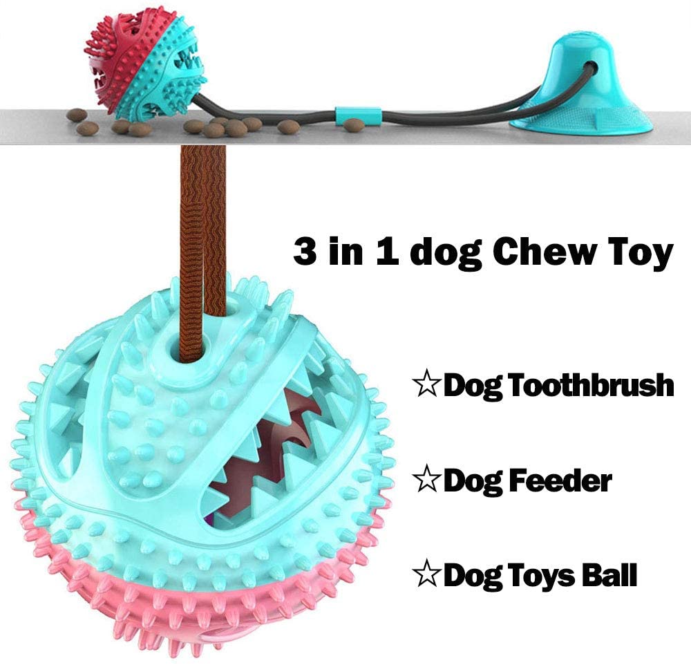  Onebarleycorn – Pelota de Cuerda Duradera para Perro con Ventosa, Juguete para Masticar, Pelota de Entrenamiento para Cachorro Cuidado Dental Limpieza de Dientes 