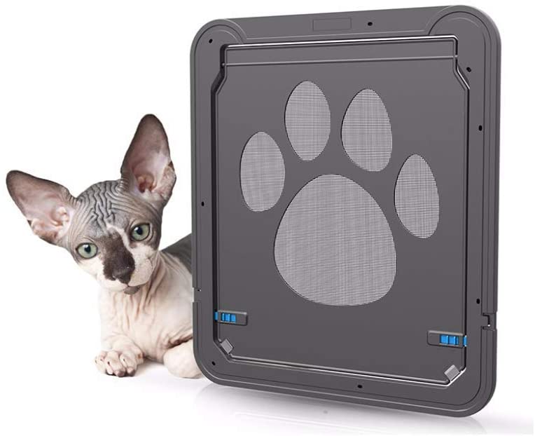  Ownpets Puerta para Perros y Gatos Puerta Mosquitera para Mascotas Gatera de Gatos con Cerradura Automática Puerta Magnética con Malla para Perros Pequeños 