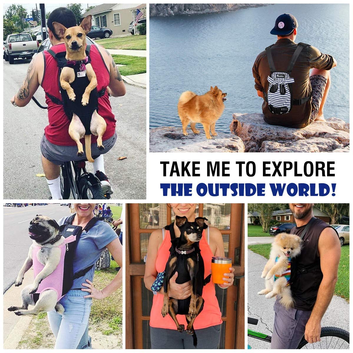  Pawaboo Mochila del Perro - Adjustable Bolsa Delantera Pet Front Cat Dog Carrier Backpack/Piernas Afuera & Fácil de Ajustar para Viajar/Senderismo/Camping, Talla M - Camuflaje 