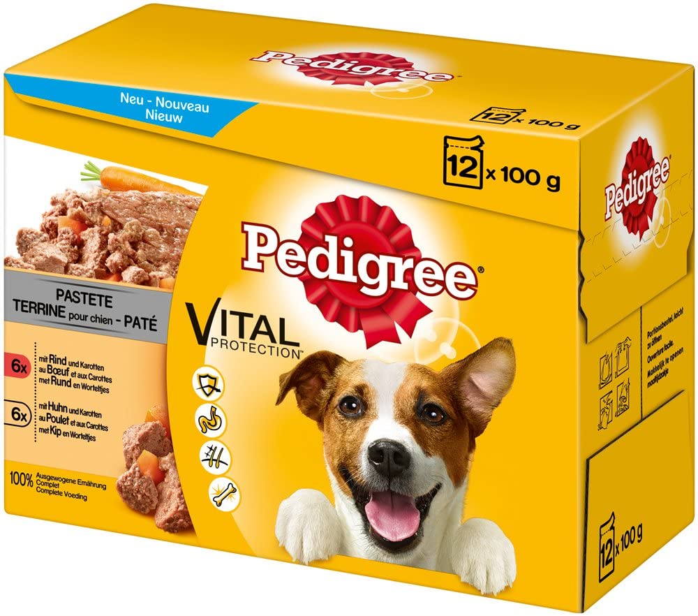  PEDIGREE Vital Protection Comida para Perros en Bolsa, pienso para Perros en paté en Diferentes variedades, envase múltiple 