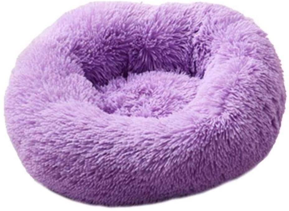  PENVEAT Largo Felpa súper Suave Cama para Mascotas Kennel Dog Round Cat Winter Warm Sleeping Bag Puppy Cushion Mat Portable Cat Supplies, Purple, XS 40x40cm 