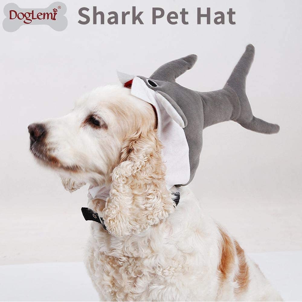  Pet Supplies Tiburón Sombrero Súper Meng Lindo Resultó Sombrero del Tocado De Navidad del Gatito del Perrito 3D Vestir Cap Grey-M 