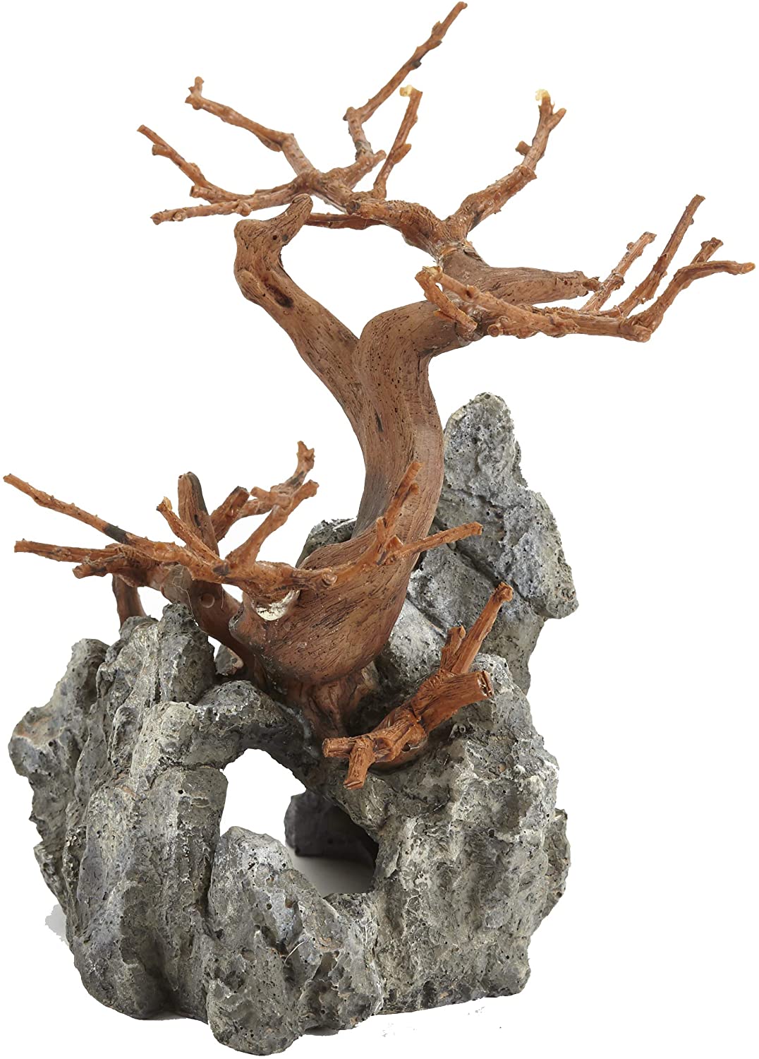  Pet Ting - Figura Decorativa de ciprés con diseño de Roca y Acuario escalando 