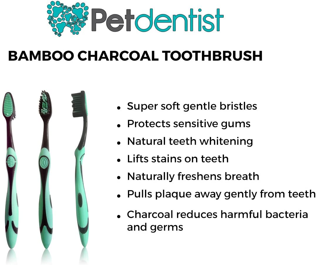  Petdentist - Cepillo de dientes de mascota de bambú para perros y gatos - Cerdas extra suaves, Cuidado dental para perros pequeños, medianos y grandes 