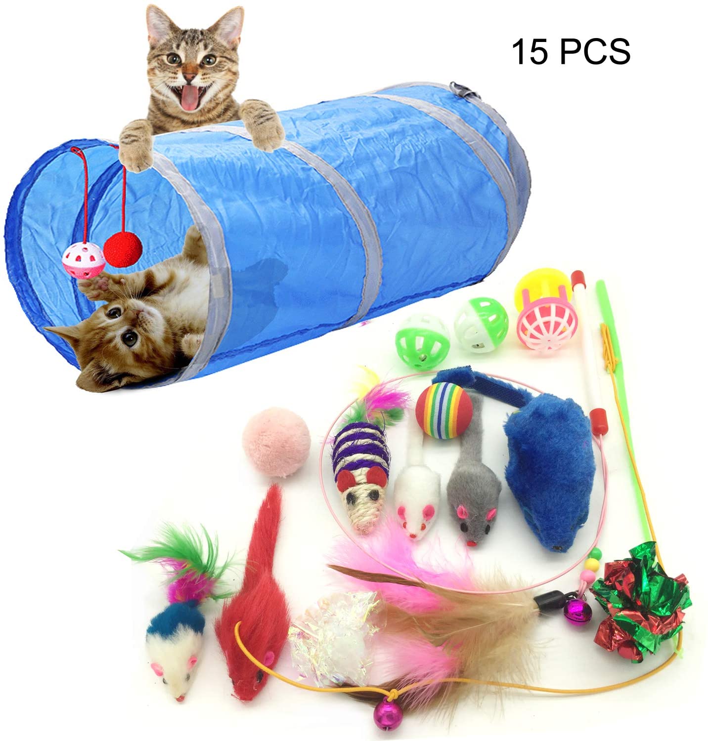  PietyPet Juguetes para Gatos, 15 Piezas Juguetes Gatos, Juguete Interactivo para Gatos Kitty 