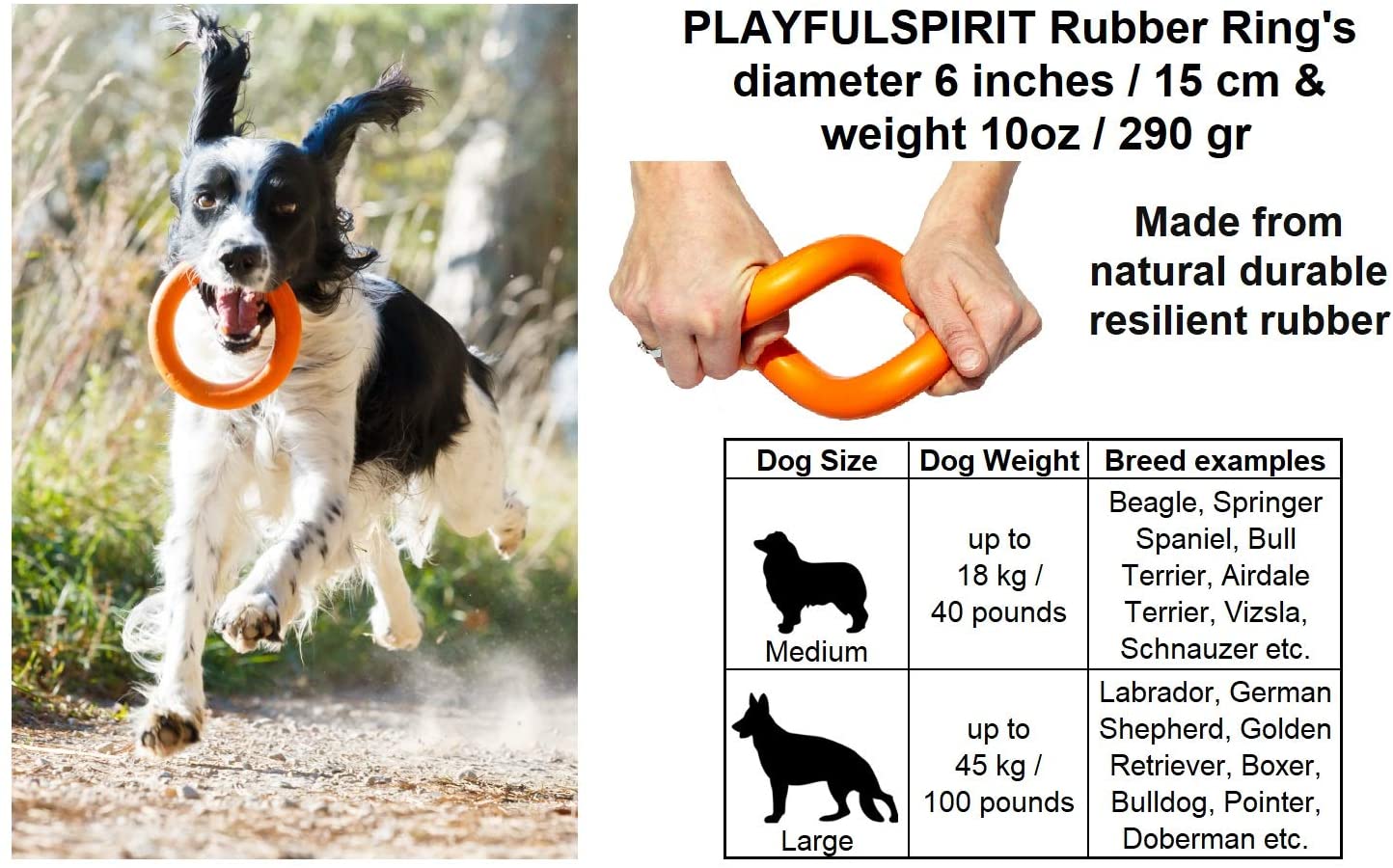  PlayfulSpirit Anillo de Goma Duradero: Juguete para Masticar para Cachorros y Perros Adultos, Juguete Ideal para el Entrenamiento del Perro, para Jugar a los Tirones, a Arrojar, Capturar 