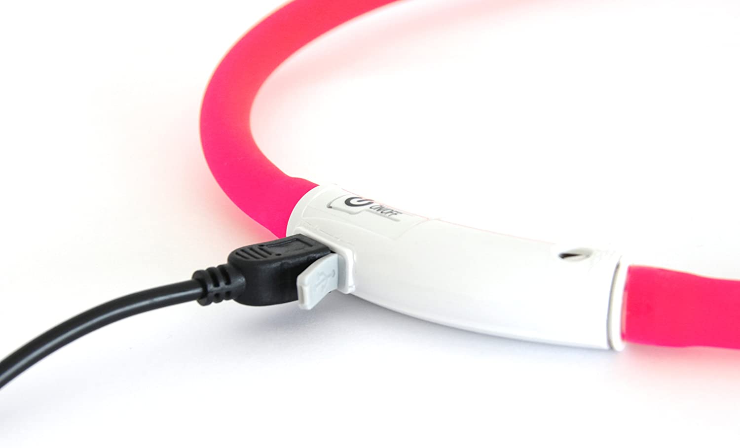  PRECORN LED USB Silicona Collar de Perro Luminoso Rosado Collar Seguridad Cuello Tubo Recargable 