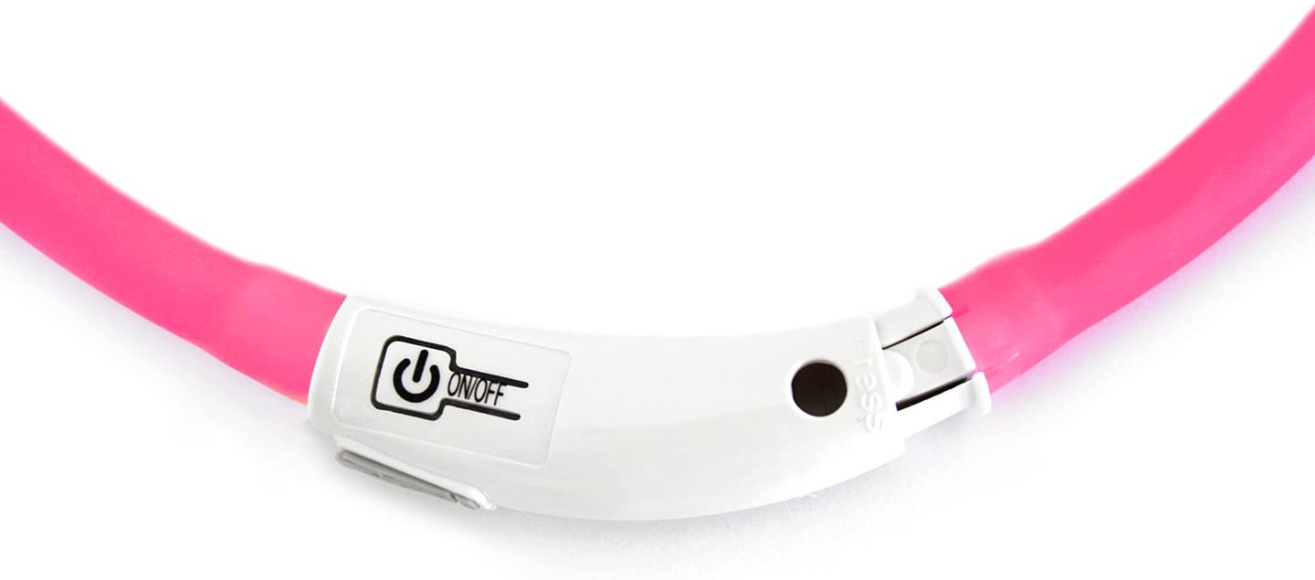  PRECORN LED USB Silicona Collar de Perro Luminoso Rosado Collar Seguridad Cuello Tubo Recargable 