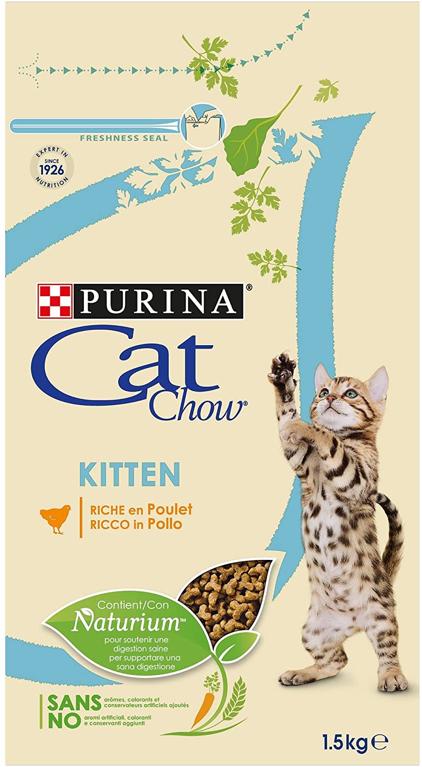  Purina Cat Chow pienso para Gato Junior, bebe, gatito con Pollo 6 x 1,5 Kg 