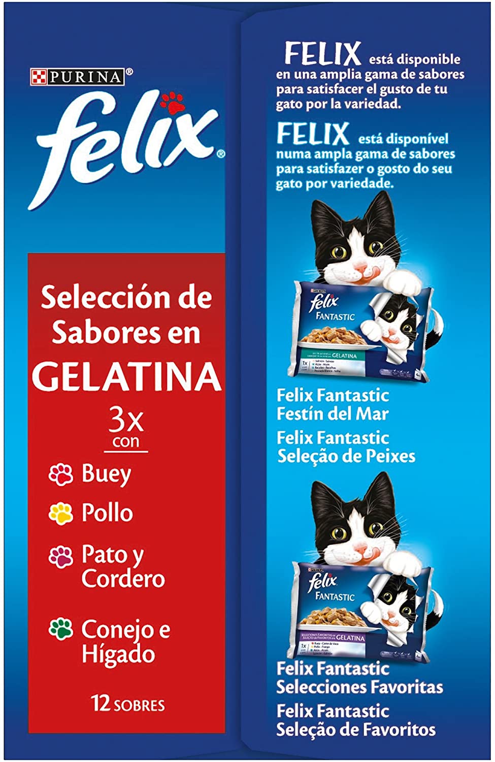  Purina Felix Gelatina comida para gatos Selección Surtido de Carnes 6 x [12 x 100 g] 