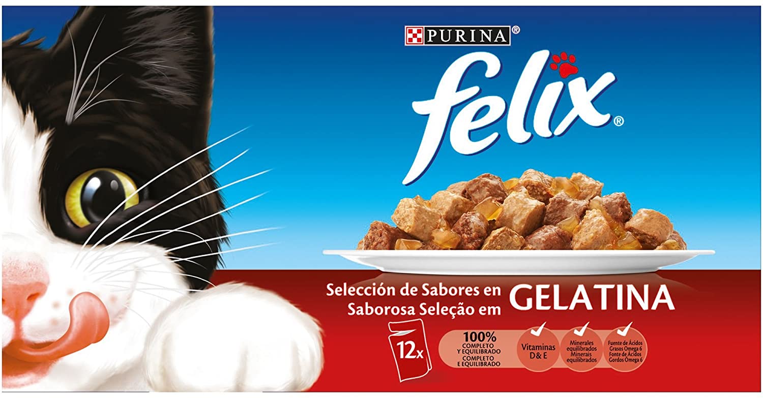  Purina Felix Gelatina comida para gatos Selección Surtido de Carnes 6 x [12 x 100 g] 