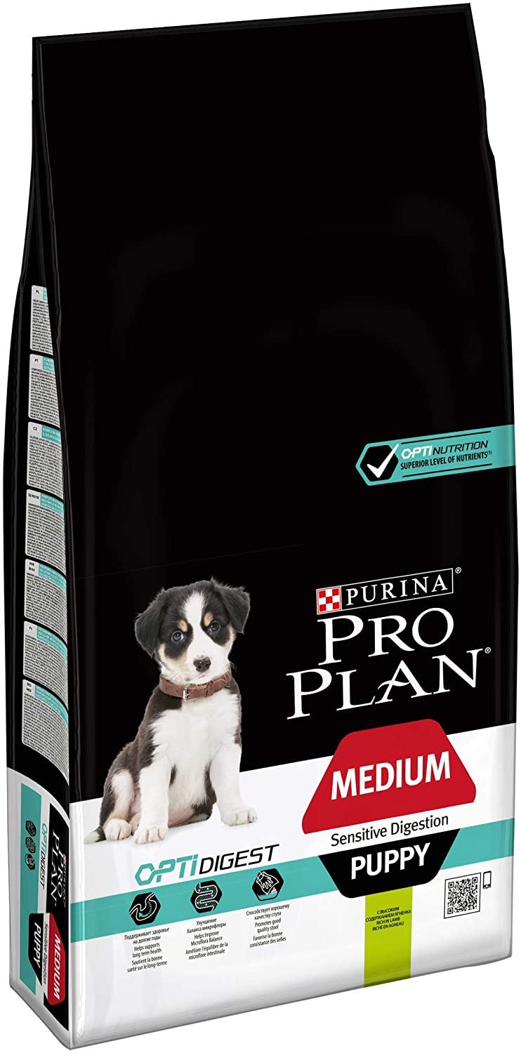  PURINA Pro Plan Comida Seco para Cachorro Mediano con Digestión Sensible con Optidigest, Sabor Cordero - 3 Kg 